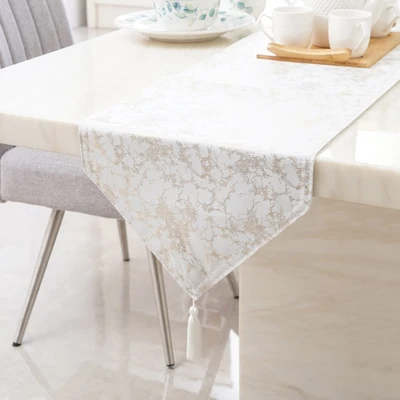 Gambar Informa Table Runner Polyester Foil Print 33x180 cm - Putih