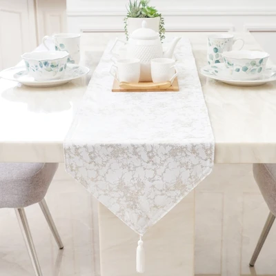 Gambar Informa Table Runner Polyester Foil Print 33x180 cm - Putih