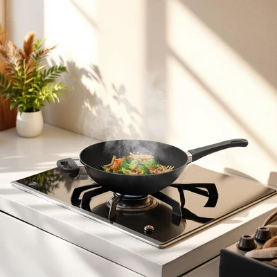 Gambar Scanpan Classic Wajan Penggorengan Wok Aluminium 28 cm - Hitam