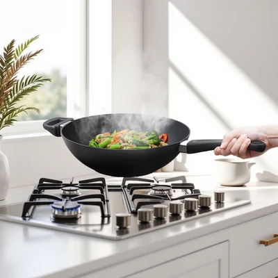 Gambar Scanpan Classic Wajan Penggorengan Wok Aluminium 28 cm - Hitam