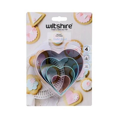 Gambar Wiltshire Cetakan Kue Stainless Steel Bentuk Hati Set 4 pcs - Mix