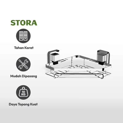 Gambar Stora Rak Sudut Kamar Mandi Pushloc Suction