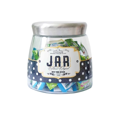 Gambar Cerve Stoples Vintage Kaca Polkadot 1 Liter Transparan - Silver