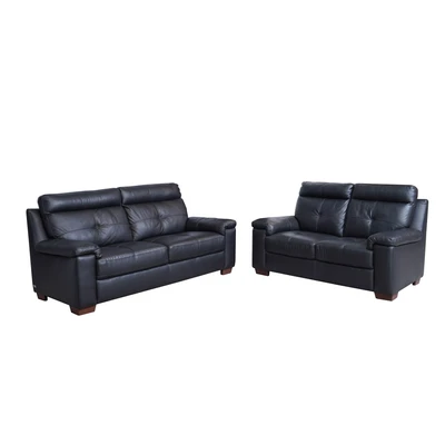 Gambar M & D Neo Treviso Set Sofa Kulit 2 & 3 Seater - Hitam