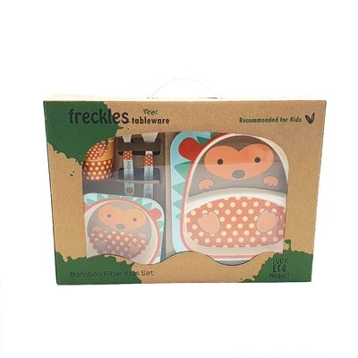 Gambar Okiedog Freckles Set 5 Pcs Perlengkapan Makan Anak Hedgehog A00101h