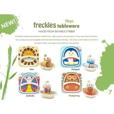 Gambar Okiedog Freckles Set 5 Pcs Perlengkapan Makan Anak Hedgehog A00101h