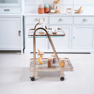 Gambar Informa Narnia Rak Troli Dapur Marble 2 Tingkat - Cokelat