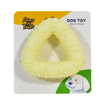 Gambar Paws N Tail Mainan Anjing Tpr Foam Triangle - Kuning