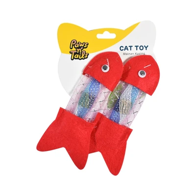 Gambar Paws N Tail Mainan Kucing Bentuk Ikan - Merah
