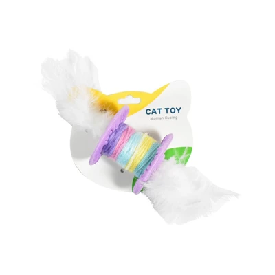 Gambar Paws N Tail Mainan Kucing Rainbow Roll With Feathers