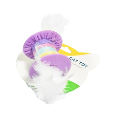 Gambar Paws N Tail Mainan Kucing Rainbow Roll With Feathers