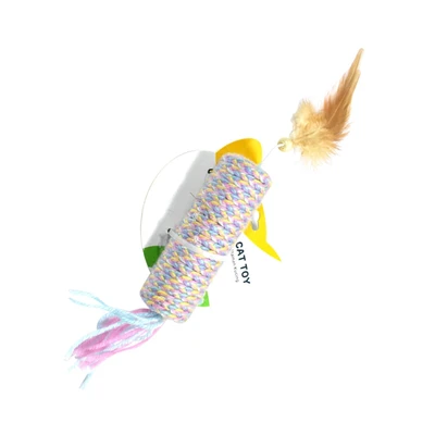 Gambar Paws N Tail Mainan Kucing Pastel Knit With Feathers