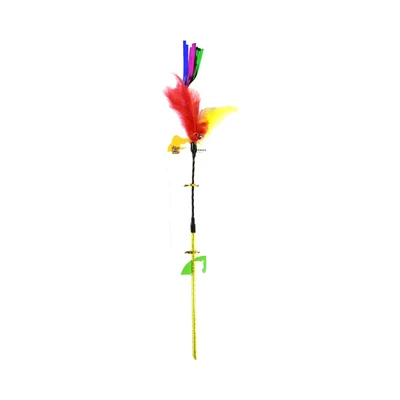 Gambar Paws N Tail Mainan Kucing Stick Feathers - Merah