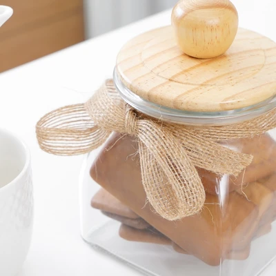 Gambar Informa Coco Stoples Kaca Dengan Nampan 650 ml Set 2 pcs Transparan - Cokelat