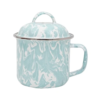 Gambar Kichero Mug Enamel Dengan Tutup Doreng - Biru