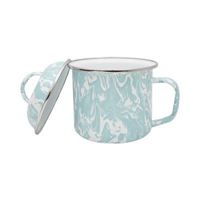 Gambar Kichero Mug Enamel Dengan Tutup Doreng - Biru