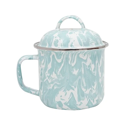 Gambar Kichero Mug Enamel Dengan Tutup Doreng - Biru