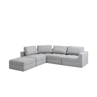 Gambar Nordia Athena Sofa L Sectional Fabric - Abu-abu Muda