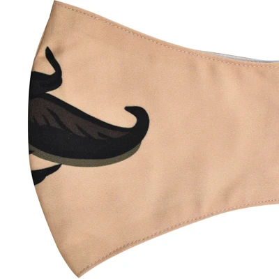 Gambar Ataru Masker Kain 2 Lapis Moustache - Cokelat
