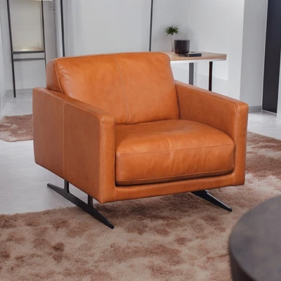 Gambar Domicil Sundown Sofa Kulit 1 Seater - Cokelat