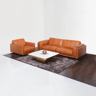 Gambar Domicil Sundown Sofa Kulit 1 Seater - Cokelat