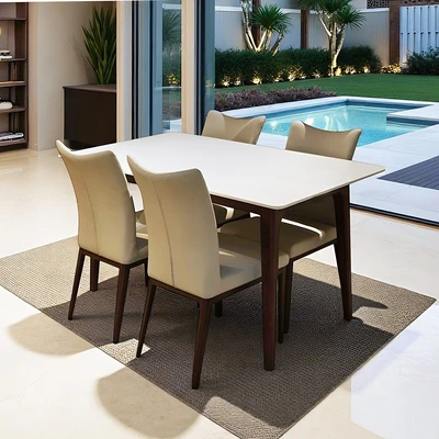 Gambar Informa Hilton Halsey Set Meja Makan 4 Kursi - Walnut