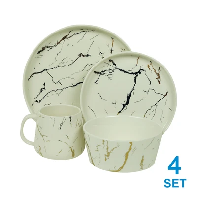 Gambar Appetite Abbey Perlengkapan Makan Marble Set 16 pcs - Putih