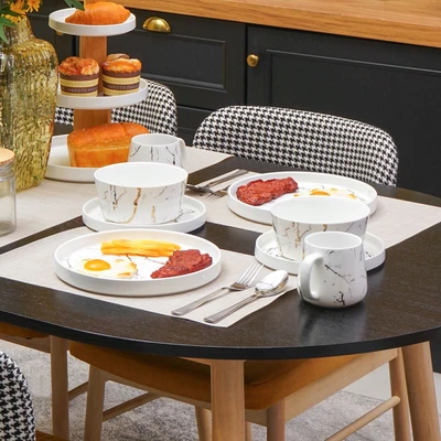 Gambar Appetite Abbey Perlengkapan Makan Marble Set 16 pcs - Putih