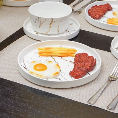 Gambar Appetite Abbey Perlengkapan Makan Marble Set 16 pcs - Putih