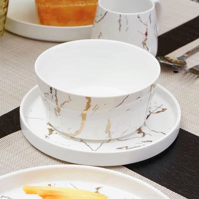 Gambar Appetite Abbey Perlengkapan Makan Marble Set 16 pcs - Putih