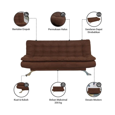 Gambar Informa Neo Audrey Sofa Bed Fabric - Cokelat