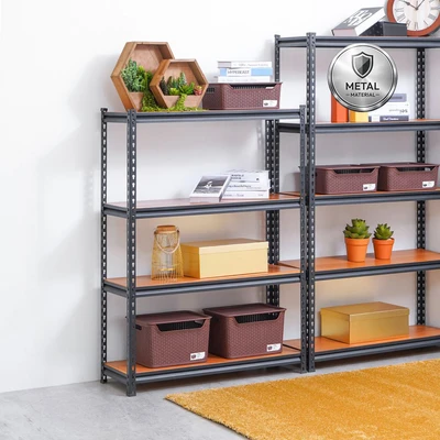 Gambar Informa Isley Rak Metal 4 Tingkat 100x35x134 cm - Hitam Walnut