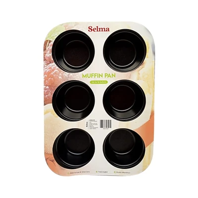 Gambar Selma Helen Loyang Kue Muffin 6 Cup - Hitam