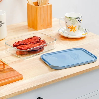 Gambar Glasslock Wadah Makanan Kaca Freezer 1 Liter - Biru
