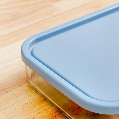 Gambar Glasslock Wadah Makanan Kaca Freezer 1 Liter - Biru