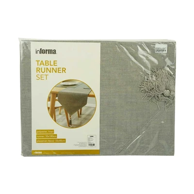 Gambar Informa Tatakan Piring & Table Runner Set 5 Pcs Basic Line- Abu-abu