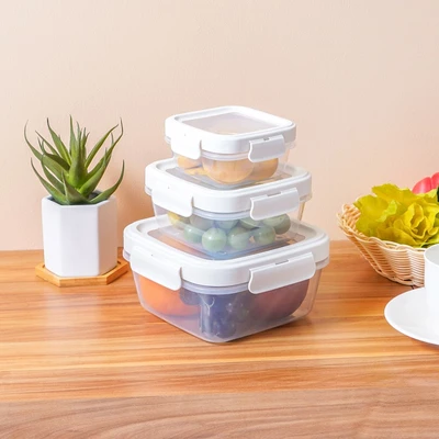 Gambar Appetite Ario Wadah Makanan Square Set 3 pcs Transparan