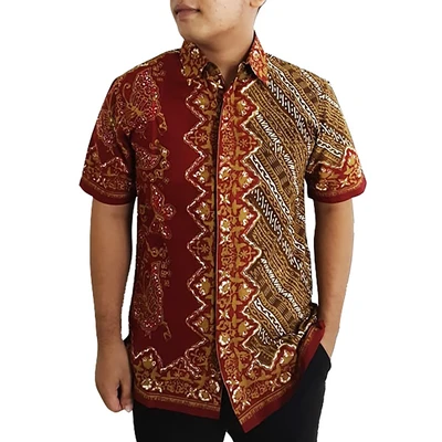 Gambar Pendopo Kemeja Batik Cap Kesik Pria Motif Liris Slim Fit