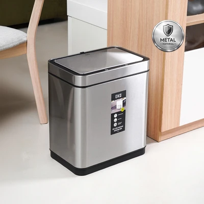 Gambar Eko Deluxe Mirage Tempat Sampah Sensor Gerak Stainless Steel 20 Liter - Silver