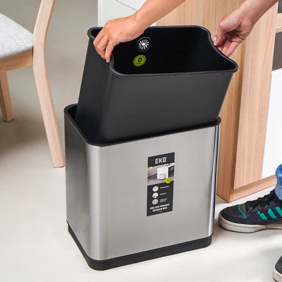 Gambar Eko Deluxe Mirage Tempat Sampah Sensor Gerak Stainless Steel 20 Liter - Silver