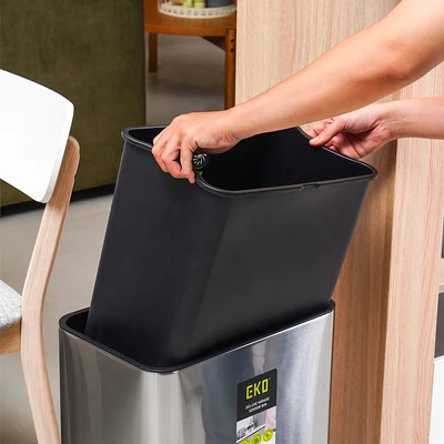 Gambar Eko Deluxe Mirage Tempat Sampah Sensor Gerak Stainless Steel 30 Liter - Silver