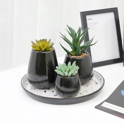 Gambar Informa Terrazo 21.5 Cm Set 3 Pcs Vas Bunga - Hitam