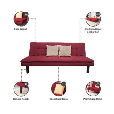 Gambar Informa Geneva Sofa Bed Fabric - Merah