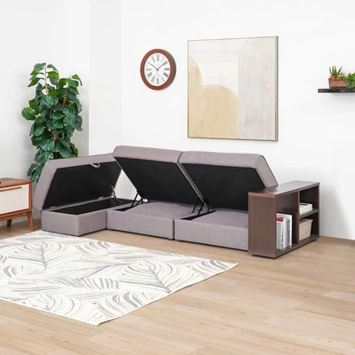 Gambar Informa Cordova Sofa Fabric 3 Seater Dengan Penyimpanan - Abu-abu