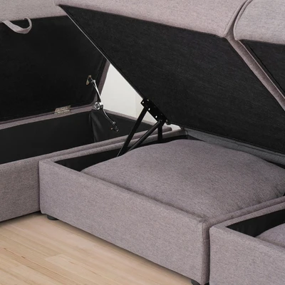 Gambar Informa Cordova Sofa Fabric 3 Seater Dengan Penyimpanan - Abu-abu