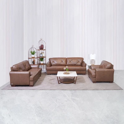 Gambar M & D Neo Charlotte Sofa Kulit 3 Seater - Cokelat