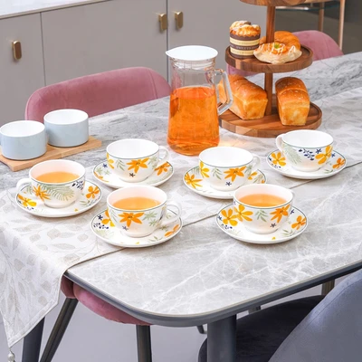 Gambar Appetite Pallete Felicia Cangkir Dengan Saucer Porcelain Set 6 pcs - Kuning