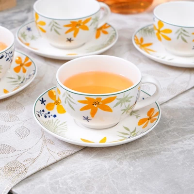 Gambar Appetite Pallete Felicia Cangkir Dengan Saucer Porcelain Set 6 pcs - Kuning