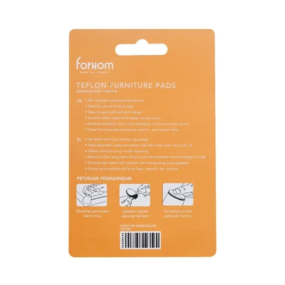 Gambar Forhom Alas Kaki Furnitur Teflon Persegi 3.8x3.8 cm Set 4 pcs