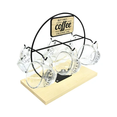 Gambar Appetite Cangkir Kopi Dengan Rak Gantung Lingkaran Set 6 pcs Transparan